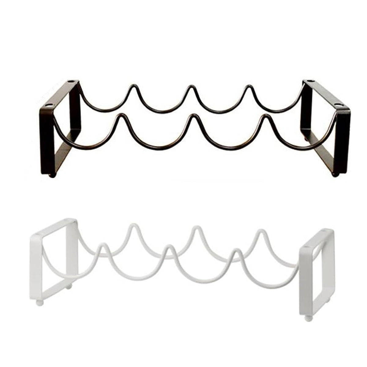 White Iron Wine Rack - Metal Bottle Holder for Tabletop Display