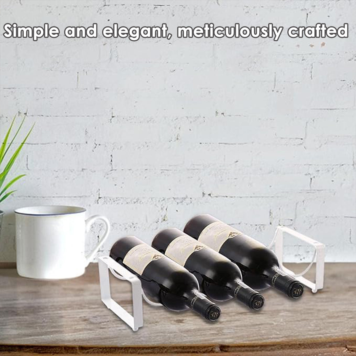 White Iron Wine Rack - Metal Bottle Holder for Tabletop Display