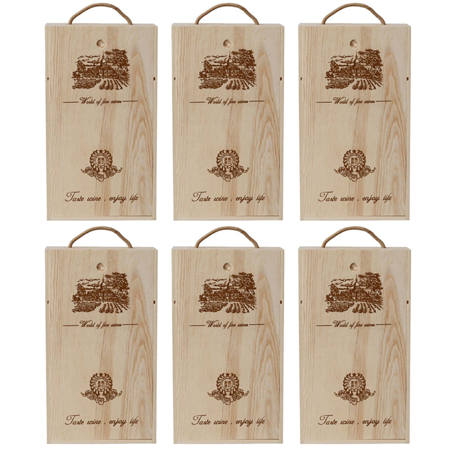Premium 6 Piece Wooden Single Wine Bottle Gift Box Set Clamshell Design