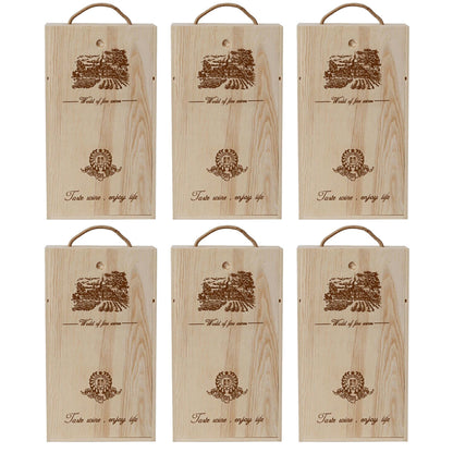 6 Wooden Wine Boxes for Elegant Gifting - Pull-Out Design