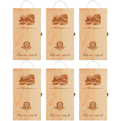 6 Wooden Wine Boxes for Elegant Gifting - Pull-Out Design