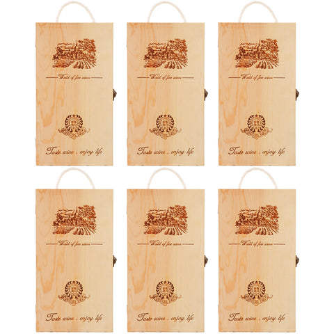 Premium 6 Piece Wooden Single Wine Bottle Gift Box Set Pull Out Design