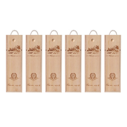 6 Wooden Wine Boxes for Elegant Gifting - Pull-Out Design