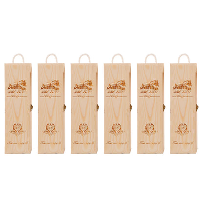 6 Wooden Wine Boxes for Elegant Gifting - Pull-Out Design