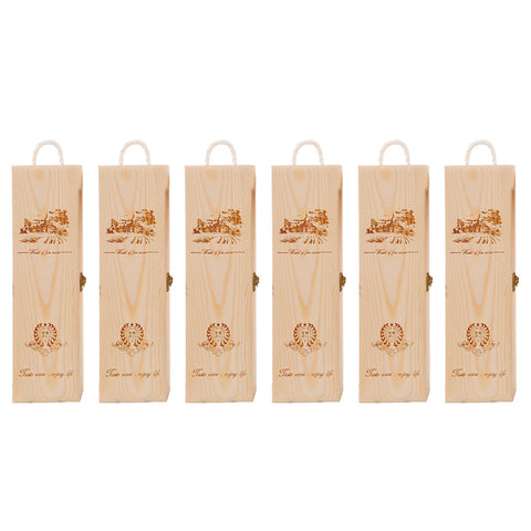 Premium 6 Piece Wooden Single Wine Bottle Gift Box Set Pull Out Design
