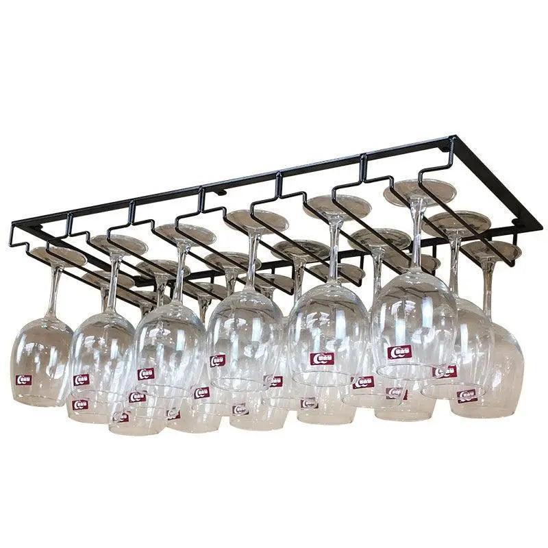 Iron Wine Glass Rack Holder - 6 Slots Hanging Storage for Wine Glasses