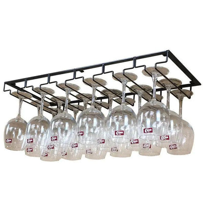 Iron Wine Glass Rack Holder - 6 Slots Hanging Storage for Wine Glasses