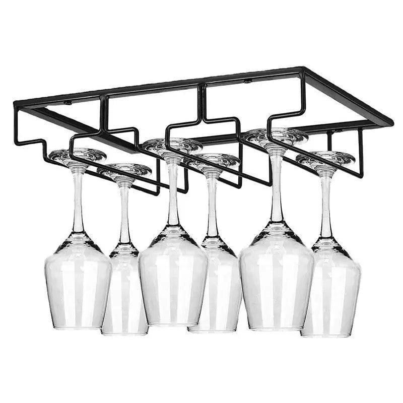 Iron Wine Glass Rack Holder - 6 Slots Hanging Storage for Wine Glasses