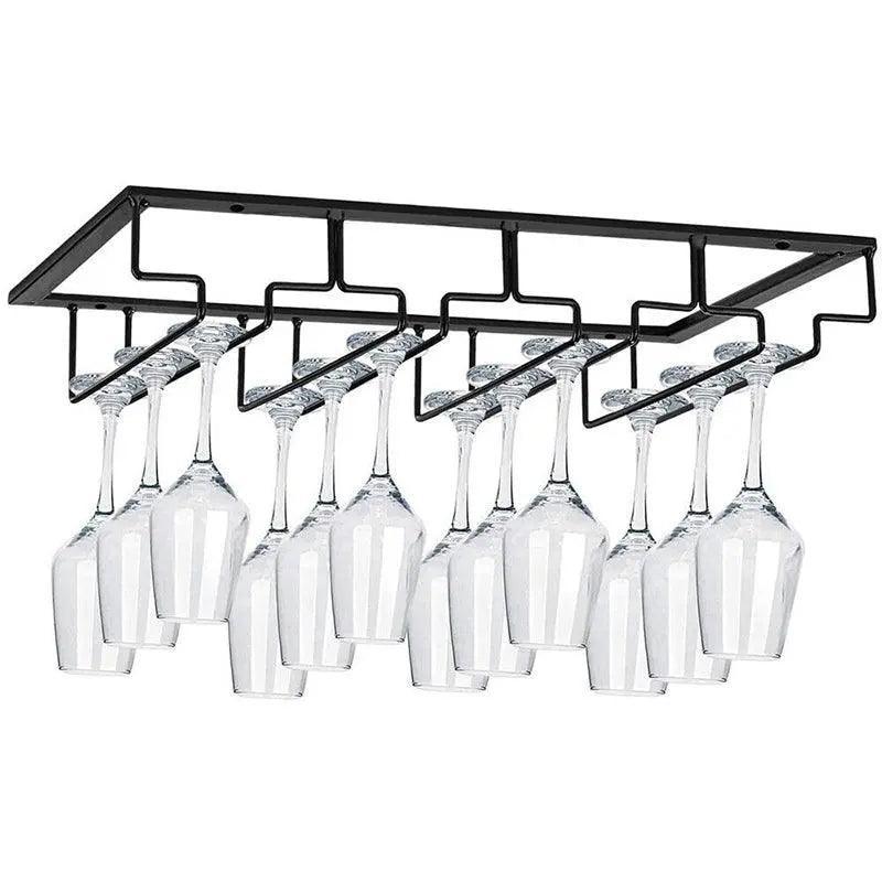 Iron Wine Glass Rack Holder - 6 Slots Hanging Storage for Wine Glasses