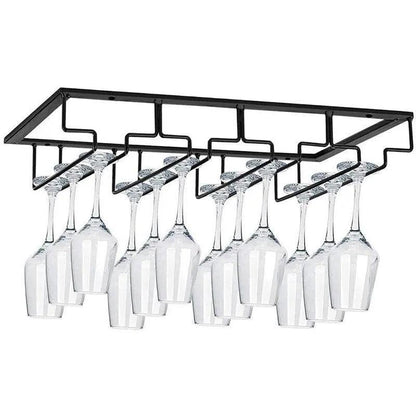 Iron Wine Glass Rack Holder - 6 Slots Hanging Storage for Wine Glasses