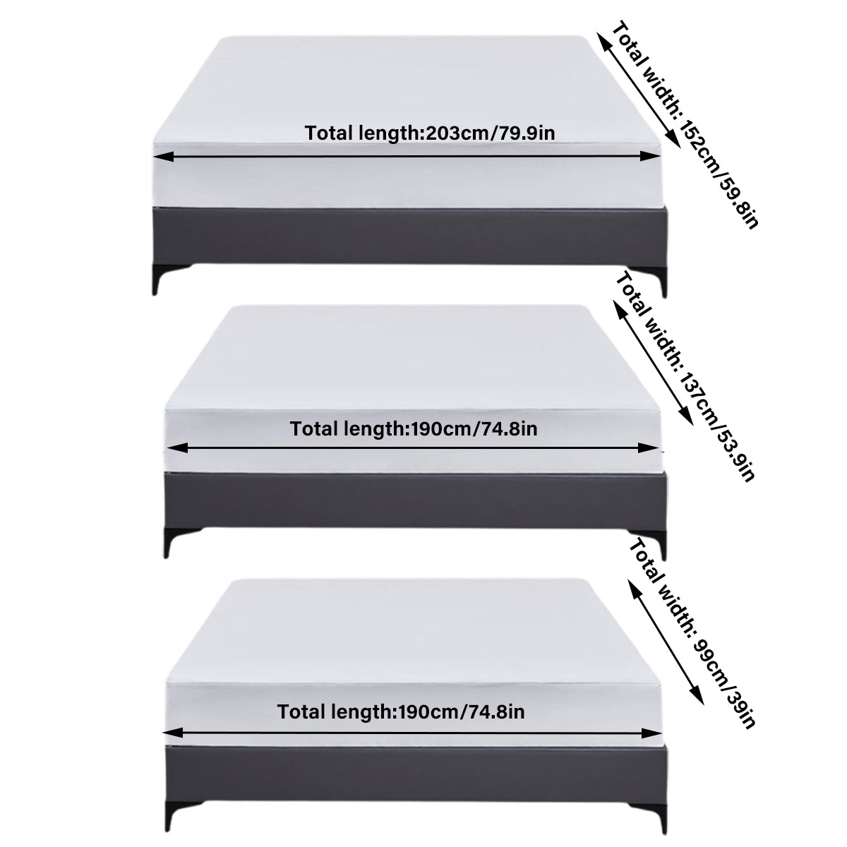 Waterproof Mattress Protector Fitted Sheet Bed Cover for Single King Single Double Queen - 99x190cm