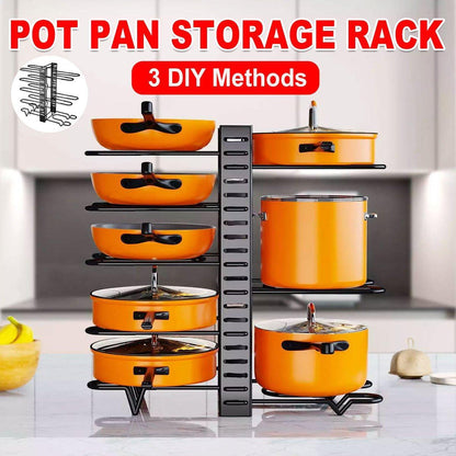 Adjustable Multi-Layer Pot Lid Rack 46cm x 40cm - Space-Saving Vertical Organizer