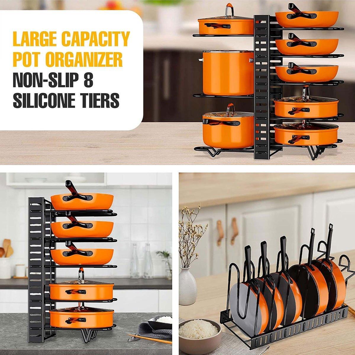 Adjustable Multi-Layer Pot Lid Rack 46cm x 40cm - Space-Saving Vertical Organizer - SuperSaverAU - view 3