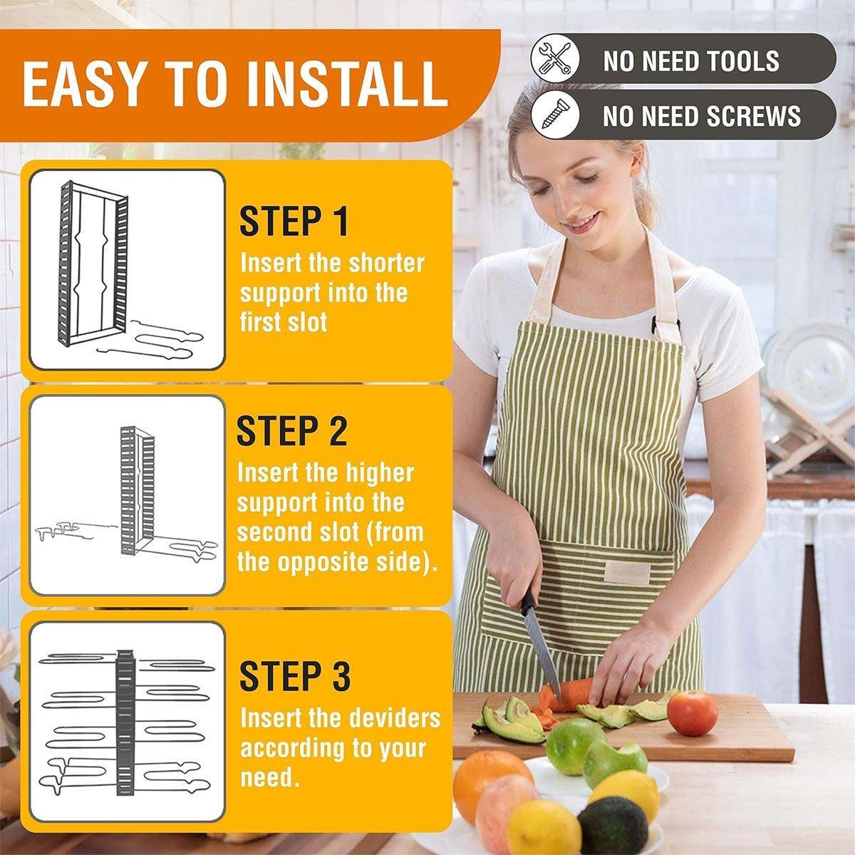 Adjustable Multi-Layer Pot Lid Rack 46cm x 40cm - Space-Saving Vertical Organizer - SuperSaverAU - view 4