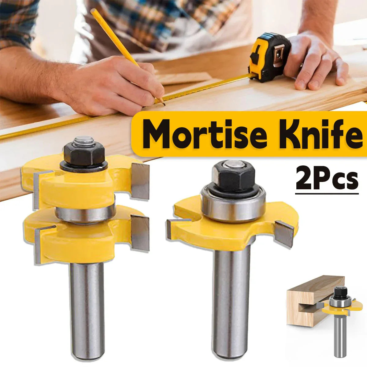 Premium 2 Piece Tenon Router Bit Cutter Set - 12.7mm Shank