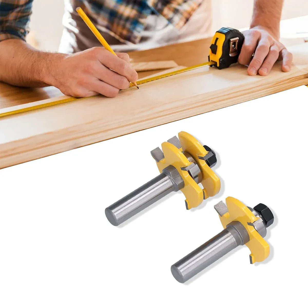 Premium 2 Piece Tenon Router Bit Cutter Set - 12.7mm Shank