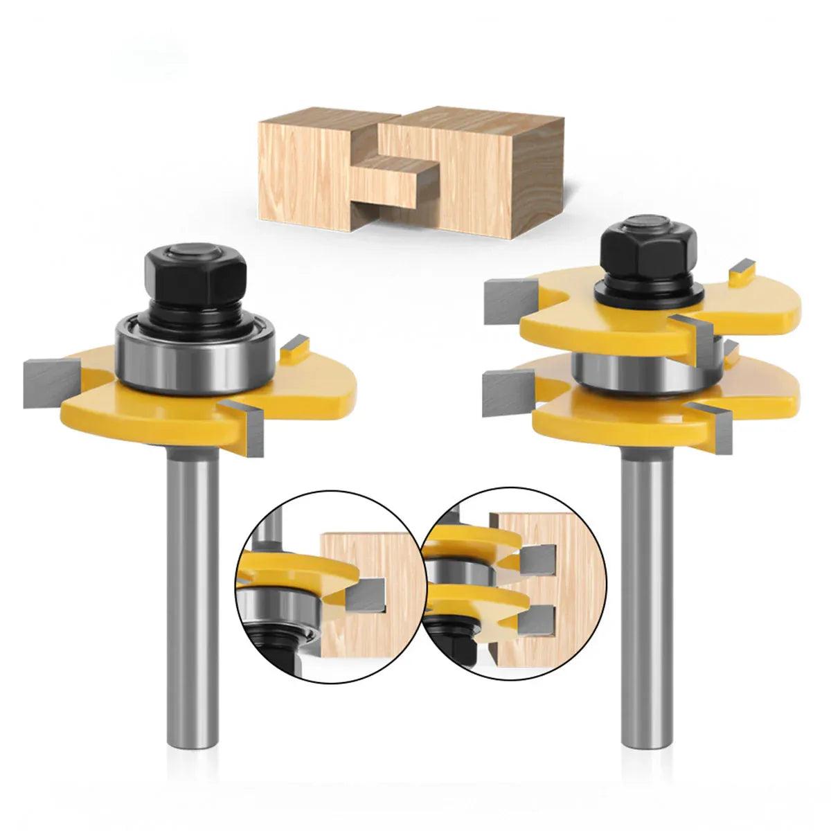 Premium 2 Piece Tenon Router Bit Cutter Set - 12.7mm Shank