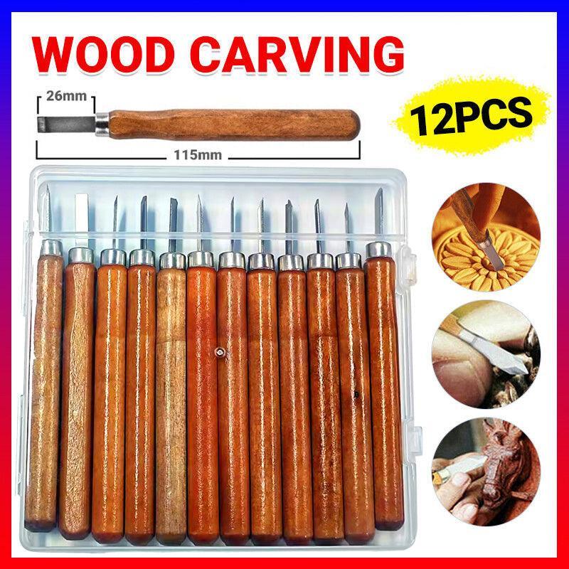 Premium 12 Piece Wood Carving Chisel Set with Protective Covers