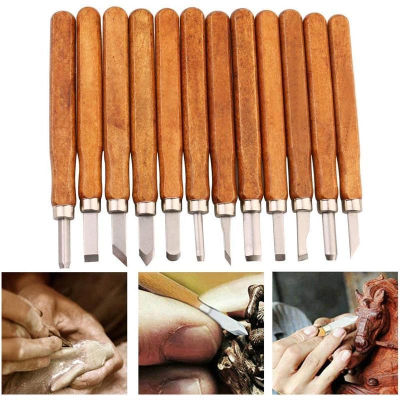 Premium 12 Piece Wood Carving Chisel Set with Protective Covers