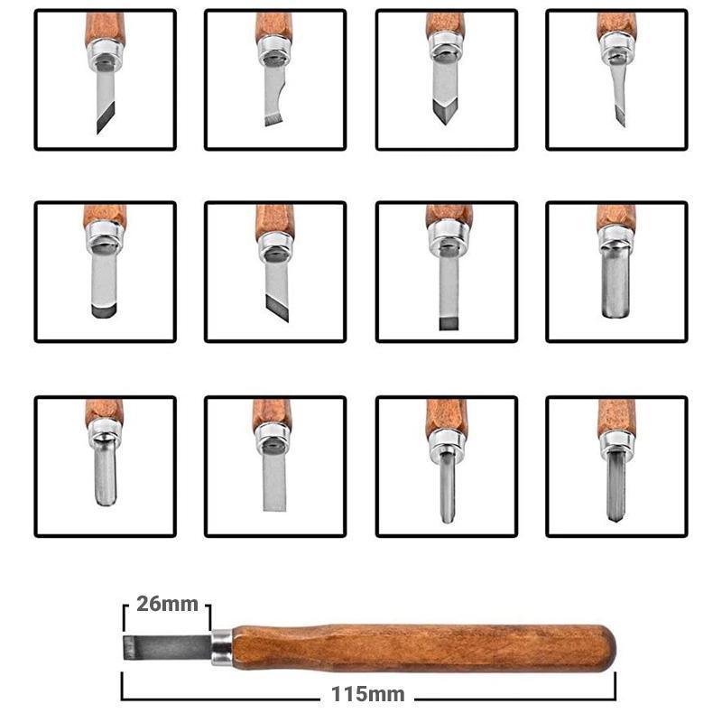 Premium 12 Piece Wood Carving Chisel Set with Protective Covers