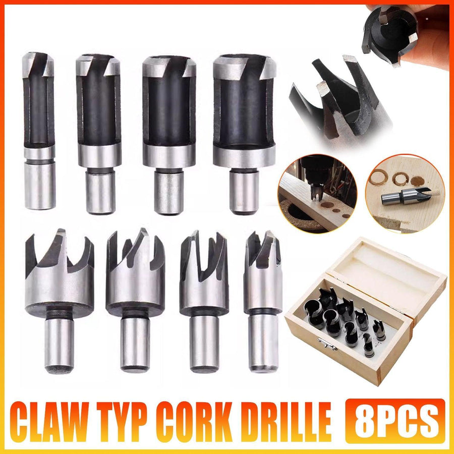 8 PCS Wood Plug Hole Cutter Set - Dowel Maker with Storage Box - SuperSaverAU - view 1