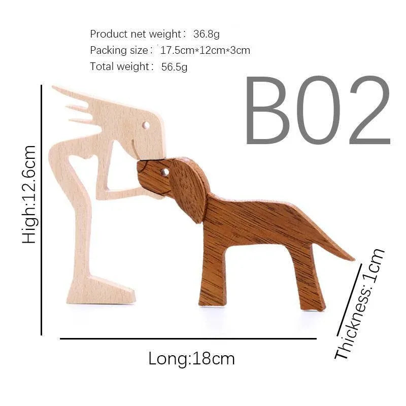 Premium Handmade Wooden Pet Carving Statue – Boy With Cat B05