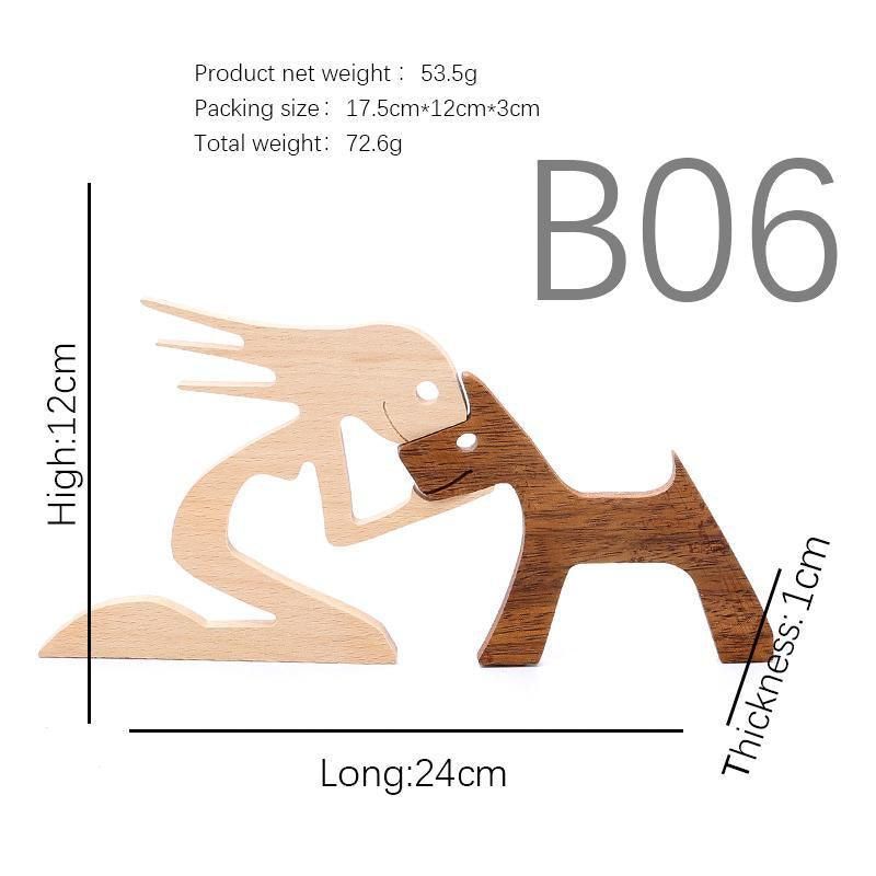 Premium Handmade Wooden Pet Carving Statue – Boy With Cat B05