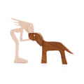 Premium Handmade Wooden Pet Carving Statue – Girl With Dog B02