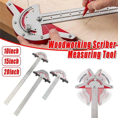 Premium Stainless Steel Woodworking Edge Ruler Protractor - 15 Inch