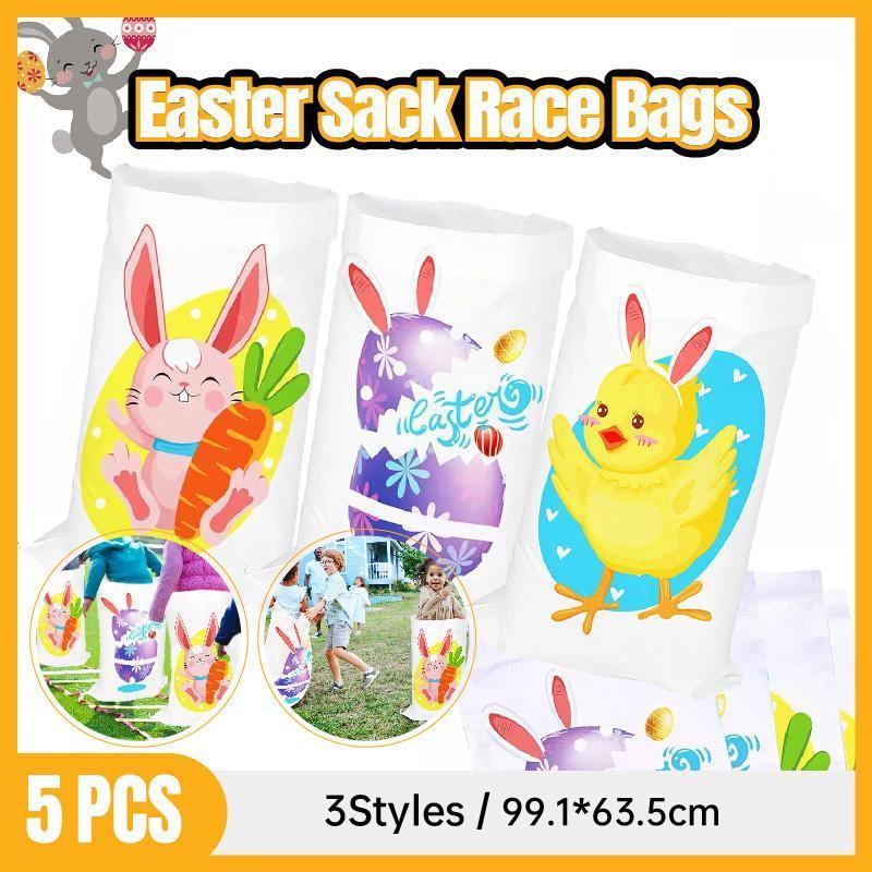 Easter Jumping Sack Race Bags - 5pcs Set for Outdoor Fun