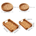 2pcs Rattan Fruit Tray Decorative Storage Trays Multipurpose Shelving Organizer - Circle - SuperSaverAU - view 3