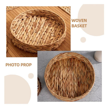2pcs Rattan Fruit Tray Decorative Storage Trays Multipurpose Shelving Organizer - Square