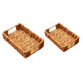 2pcs Rattan Fruit Tray Decorative Storage Trays Multipurpose Shelving Organizer - Square - SuperSaverAU - view 5