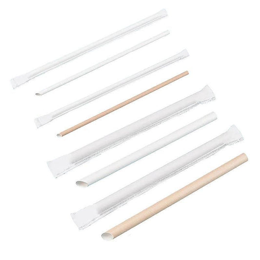 1000-2000pcs Colourful Paper Drinking Straws FOIL Metallic Party - Kraft-12*200mm 1000PCS