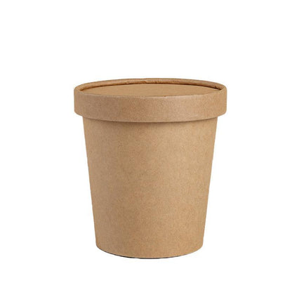 250PCS Biodegradable Kraft Paper Soup Buckets with Lids - 250ML