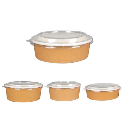 1500ML Kraft Paper Salad Bowl with Lid - Eco-Friendly Takeout Container