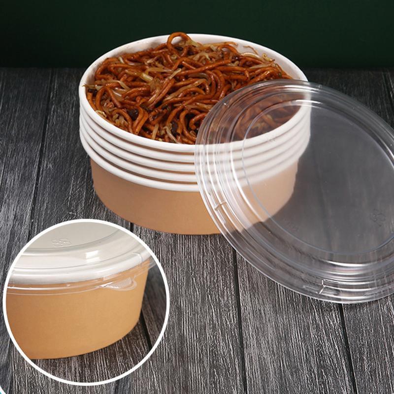1500ML Kraft Paper Salad Bowl with Lid - Eco-Friendly Takeout Container