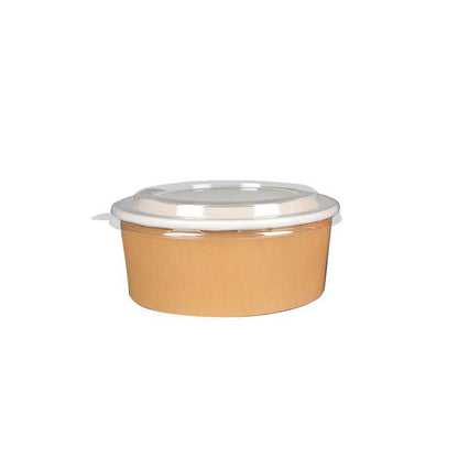 1500ML Kraft Paper Salad Bowl with Lid - Eco-Friendly Takeout Container