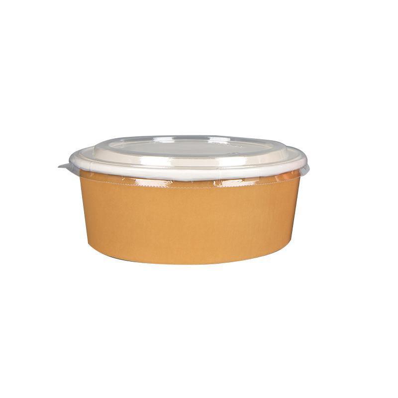 1500ML Kraft Paper Salad Bowl with Lid - Eco-Friendly Takeout Container