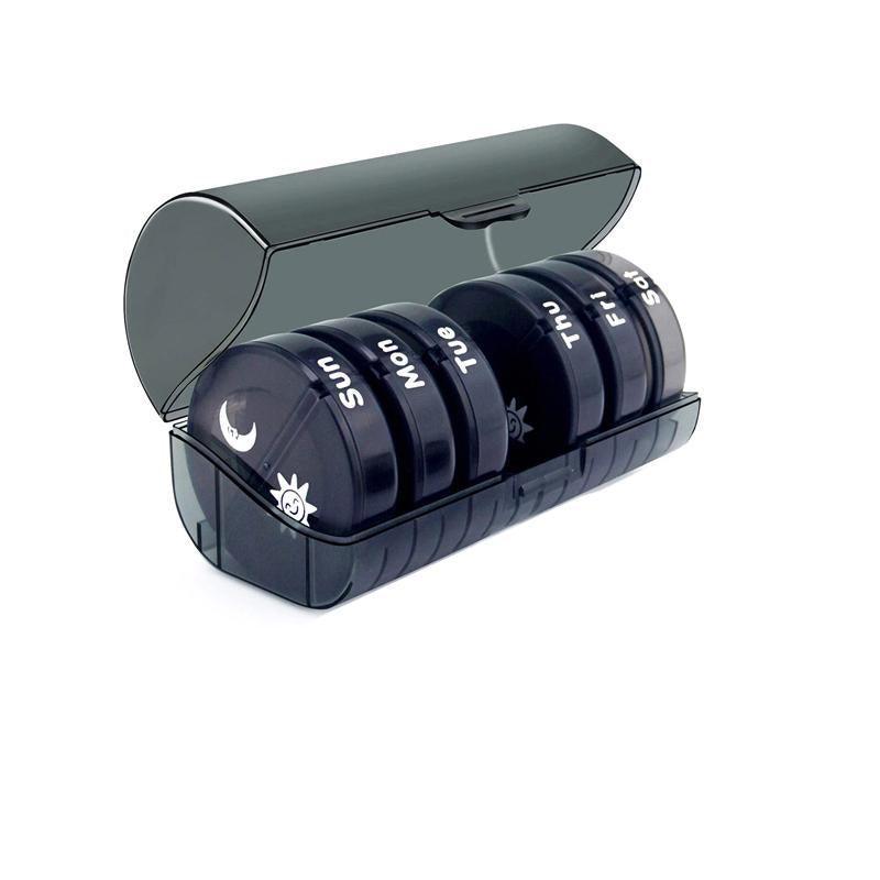Premium Black 7 Day Weekly Pill Organiser with Removable Daily Cases