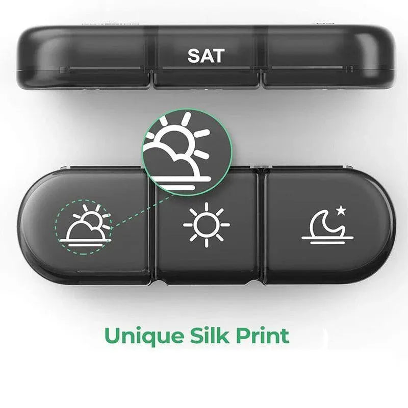 Premium Black 7 Day Pill Organiser with Detachable Daily Tablet Boxes