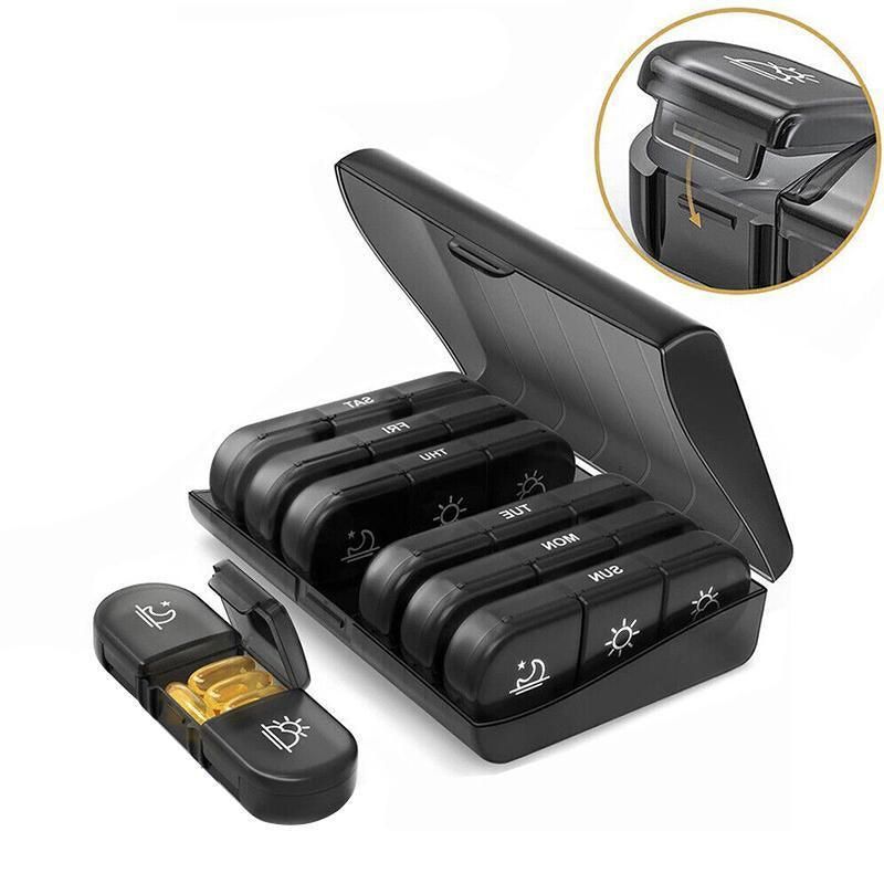 Premium Black 7 Day Pill Organiser with Detachable Daily Tablet Boxes