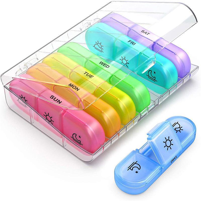 7 Day Pill Organizer - Colourful Medicine Dispenser