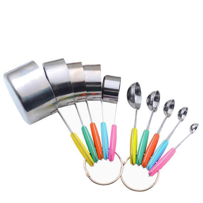 10 Piece Stainless Steel Measuring Cups and Spoons Set for Baking and Cooking