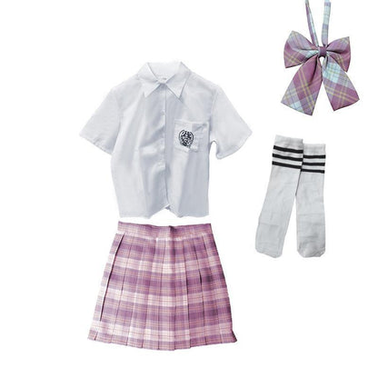 Girls High Waist Tartan Pleated Skirt - Summer Style - L
