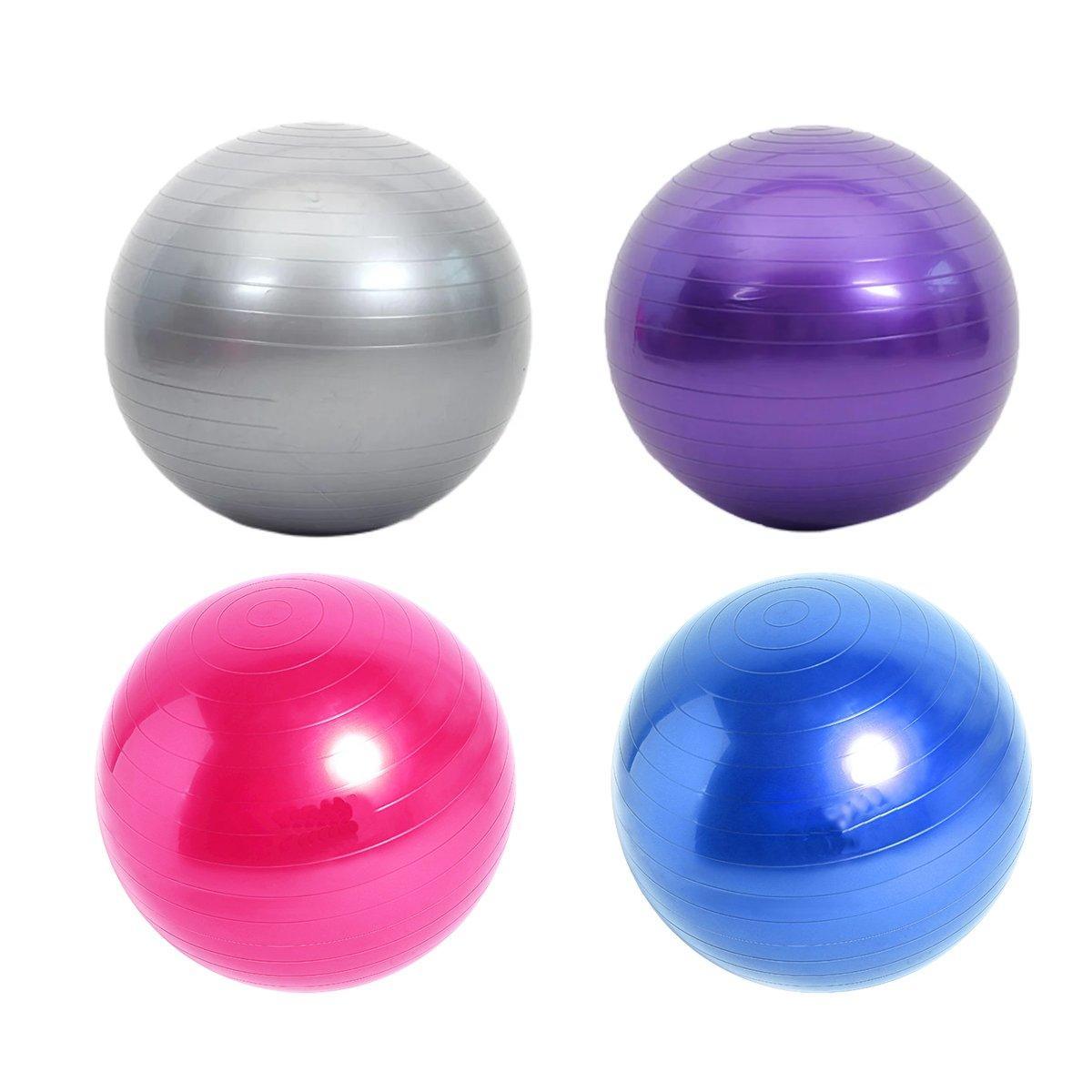 Premium Anti-Burst PVC Yoga Ball with Foot Pump & Non-Slip Surface - Purple 65cm