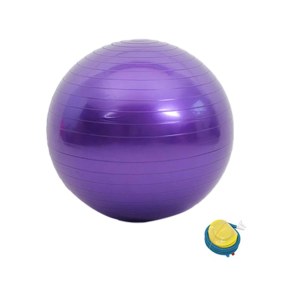 Premium Anti-Burst PVC Yoga Ball with Foot Pump & Non-Slip Surface - Purple 65cm