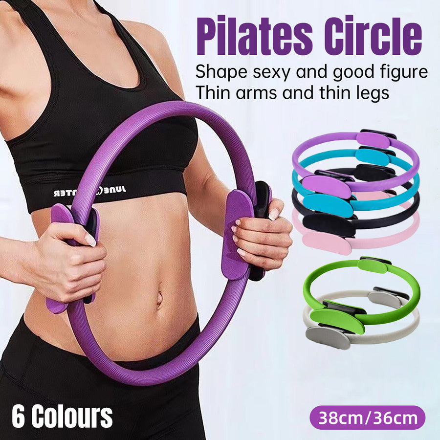 Premium Pilates Yoga Ring with EVA Foam Handles & Moderate Resistance - Grey