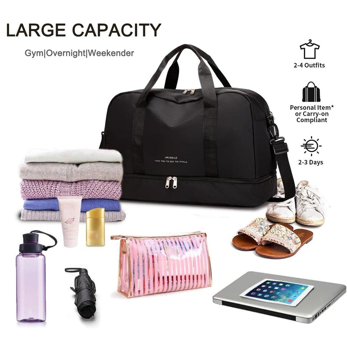 Large Capacity Travel Bag - Waterproof Oxford Fabric, Shoe Compartment, 19.29 x 9.44 x 12.2 inches - SuperSaverAU - view 2