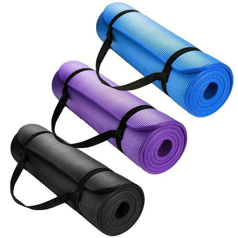 NBR Yoga Mat 183*61cm 15mm Thick Non-Slip Exercise Fitness Pad - Black - SuperSaverAU - view 2
